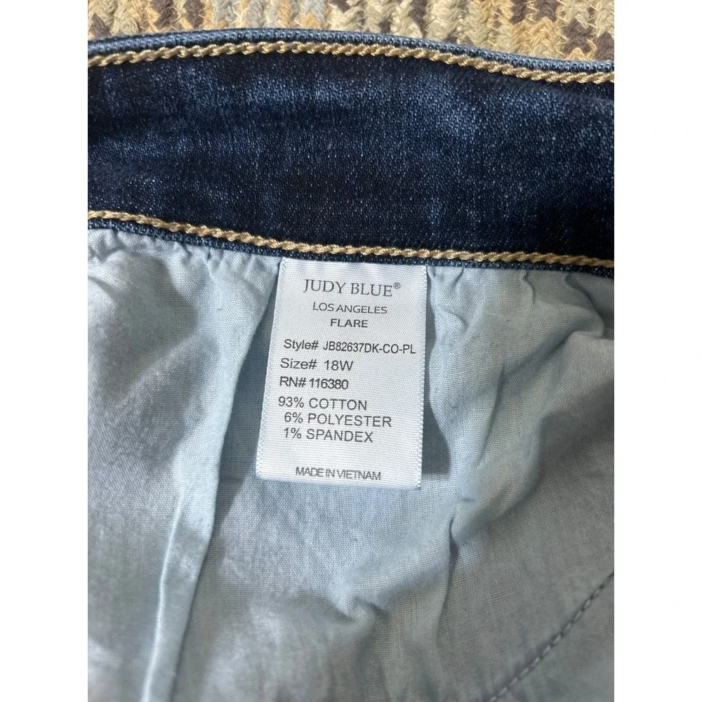 Judy Blue Flare Jeans Womens 18W Dark Wash Stretch Denim JB82637DK-CO-PL - Picture 6 of 6